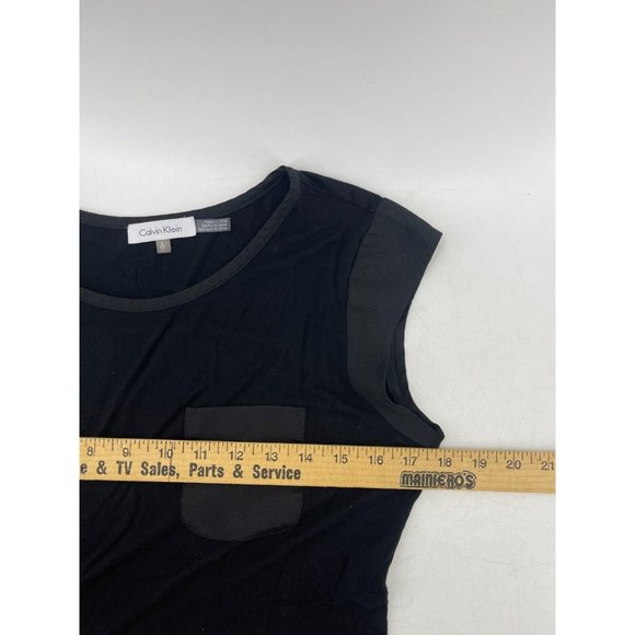Calvin Klein Women's Black Sheer Sleeveless Top Shirt Tee Pocket Size Small - Picture 7 of 10
